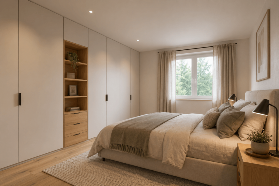 Schlafzimmer, visualisiert Doppelhaush�lfte Frankenblick