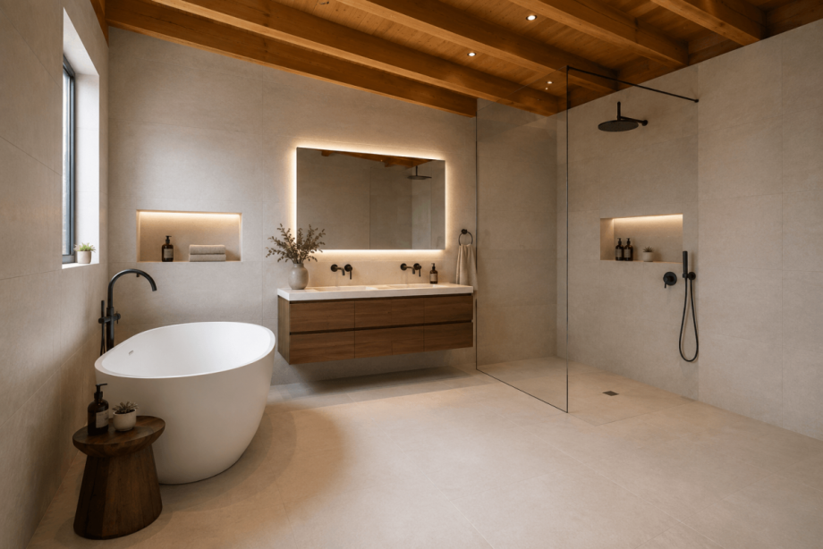Badezimmer, visualisiert Doppelhaush�lfte Frankenblick
